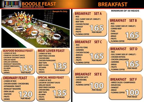 barcode zamboanga catering menu